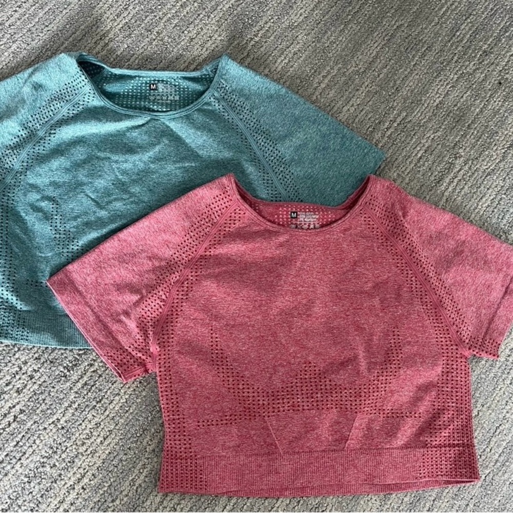 Teal and pink Short Sleeve Tops